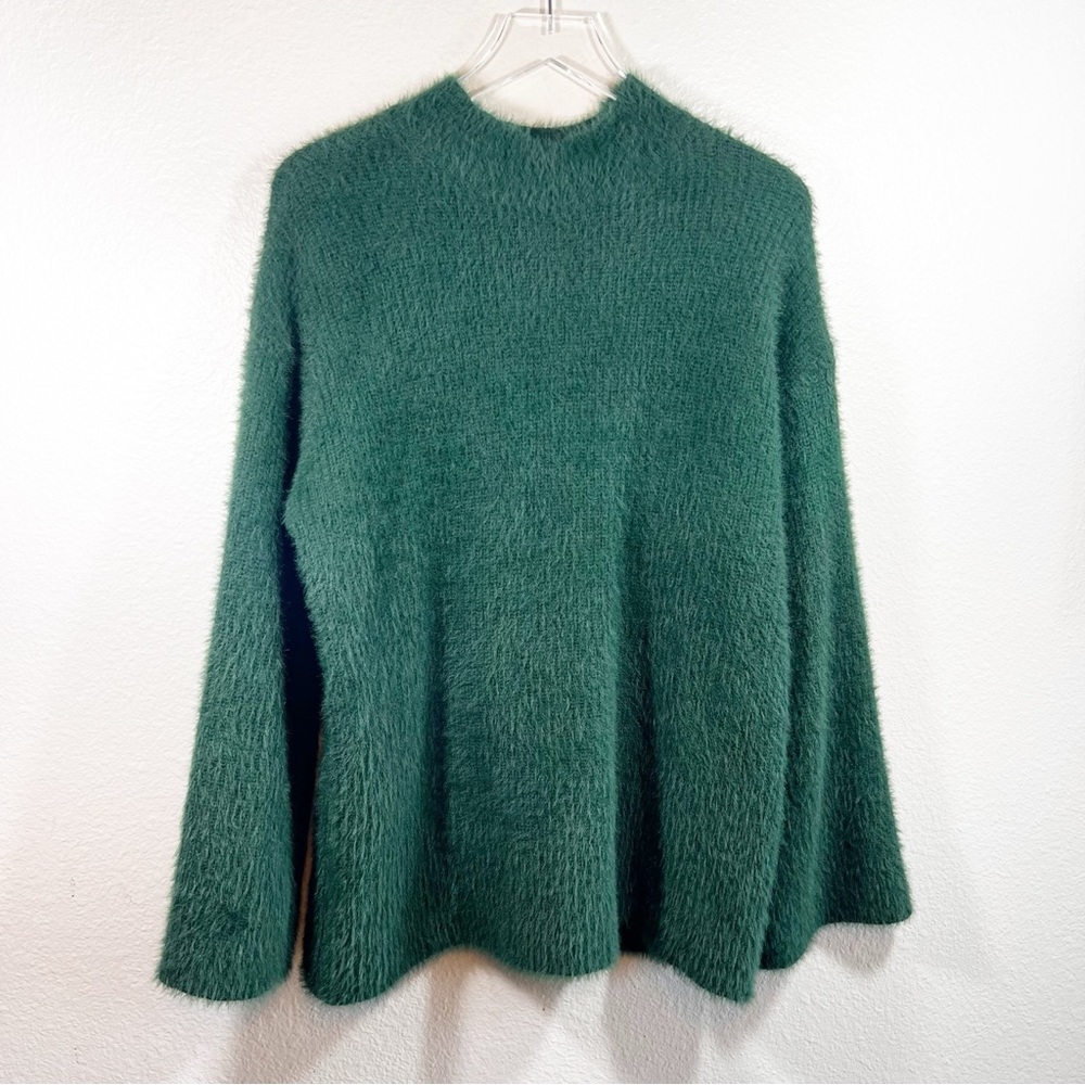 LOVERS & FRIENDS Faith mockneck “teddy eyelash” sweater fuzzy green